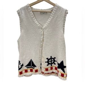 Marisa Christina White Nautical Knit Vest